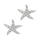 Silver Cz Starfish Stud Earrings